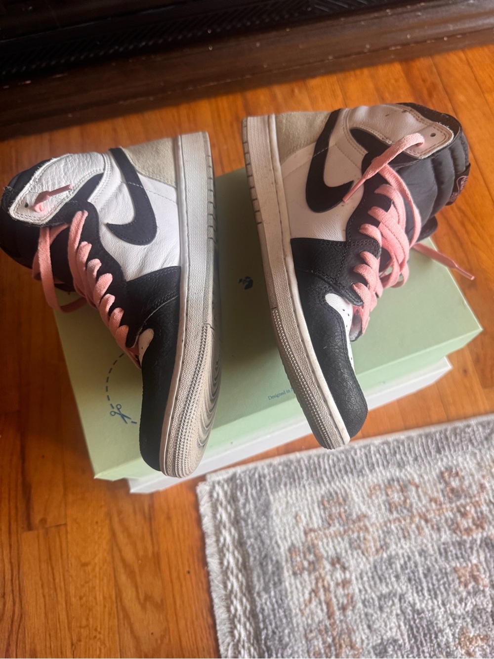 Jordans A1 High -Top Sneakers in Black, White Gray and Pink